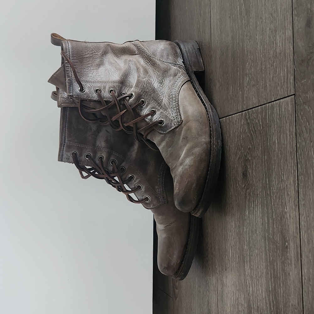 Frye Veronica taupe combat boots